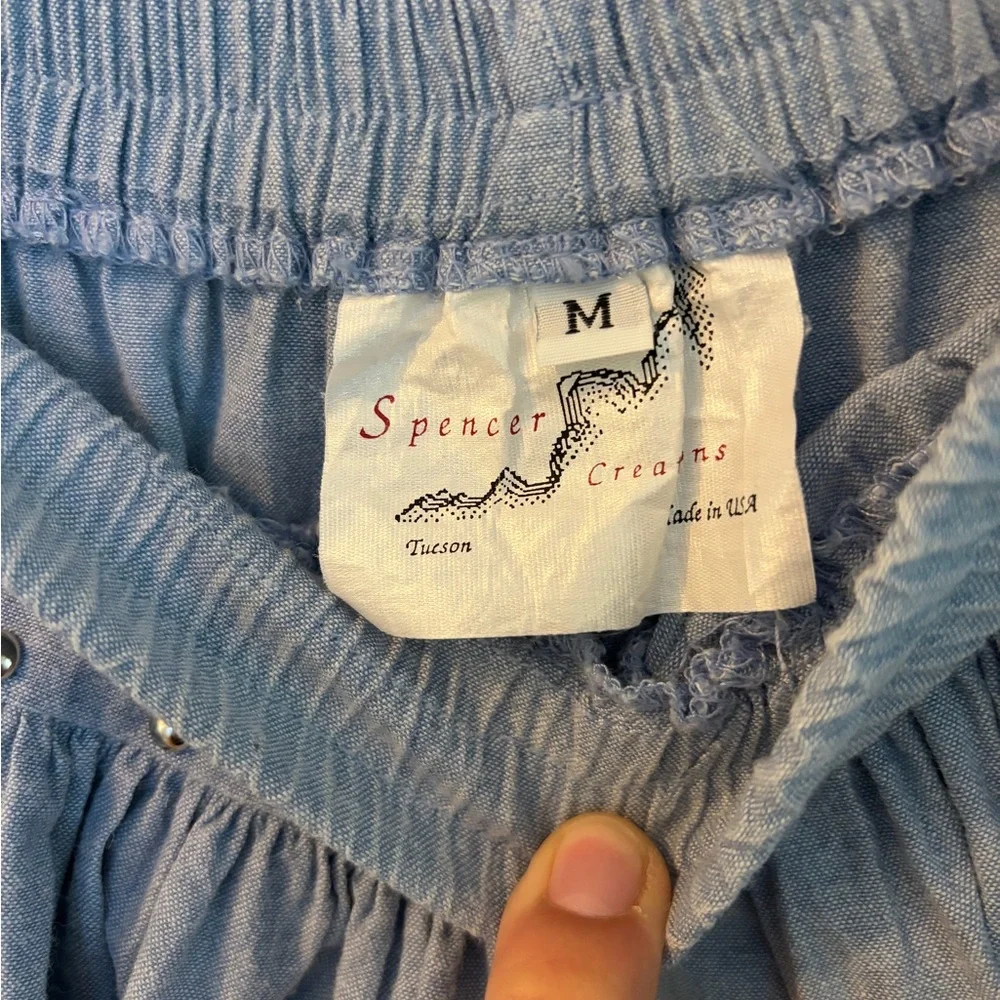 Spencer Creations 100% Cotton Light Blue Button-Detail Maxi Skirt - Picture 3 of 7